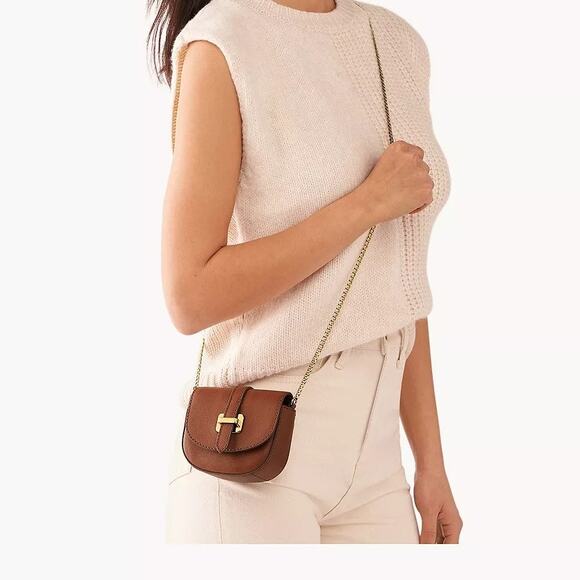 Fossil Emery Genuine Leather Micro Crossbody Bag Wallet Set - Picture 4 of 14